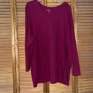 Woman Within Long Sleeve Dark Red Cotton T-Shirt Size 4X‎ 34-36
